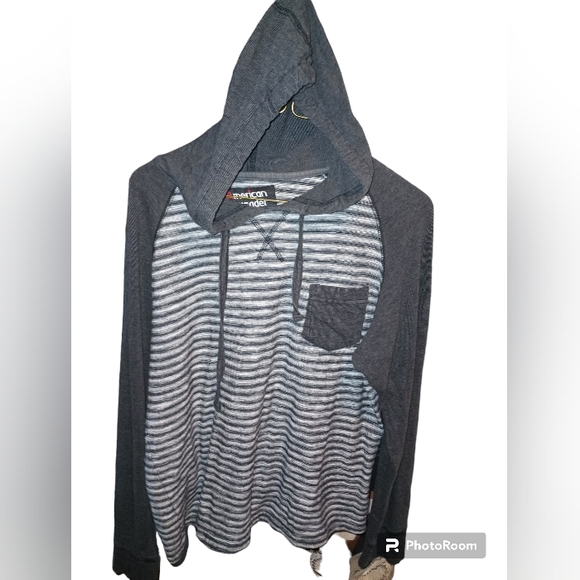 AMERICAN CRUSADER EUC Boys  Long Sleeve, hooded T shirt Sz L Gray - Picture 1 of 3